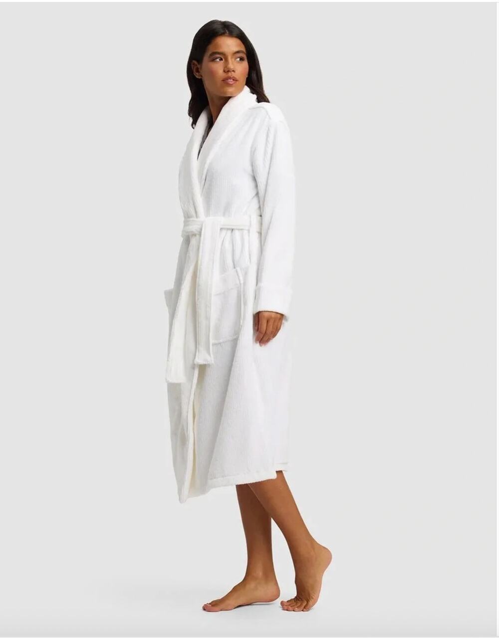 Cozy Earth Ribbed Terry Bath Robe Small NEW